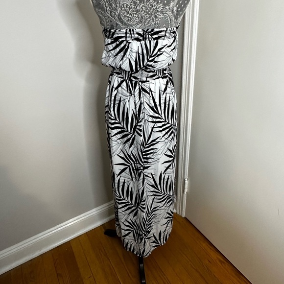 Massimo Bamboo Print Black and White Strapless Maxi Dress. Small/ Petite. - Picture 2 of 11